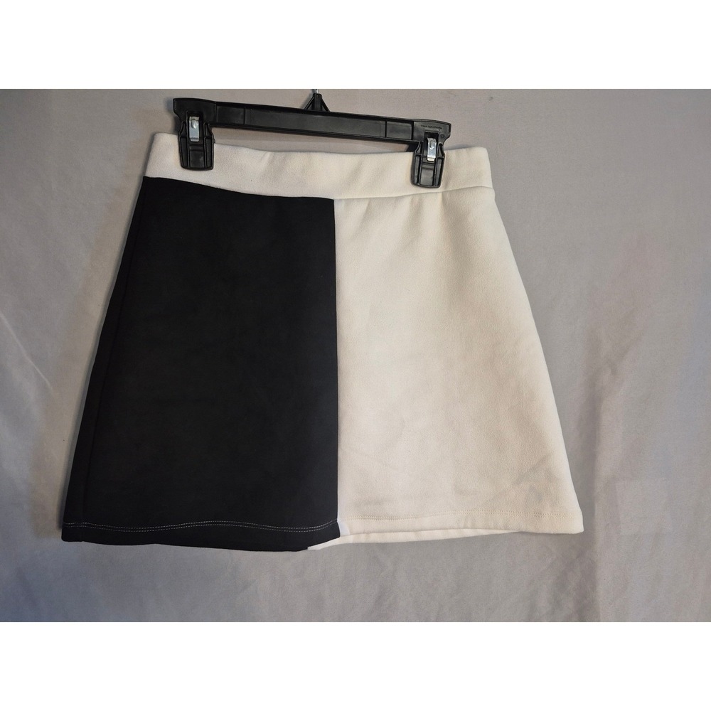 Altar'd State Black and Ivory Colorblock Mini Skirt Womens